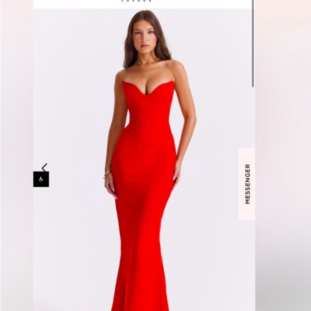 House of CB Red Sleeveless Sweetheart Maxi Gown